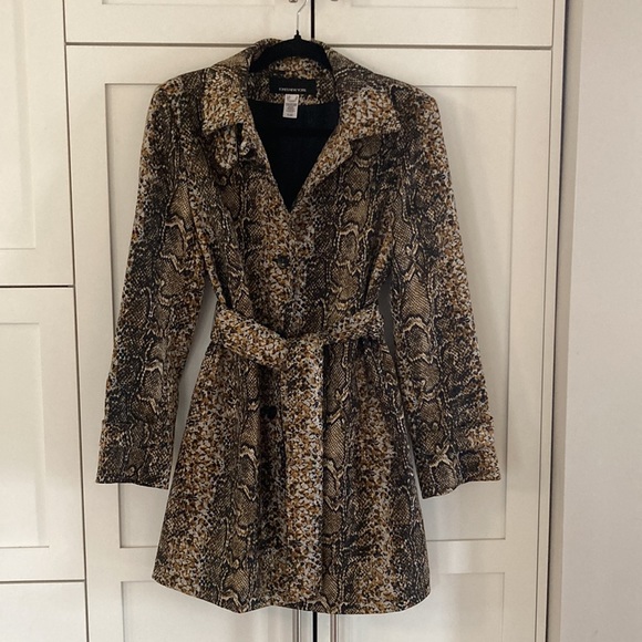 Jones New York Python Print Short Trench Coat Size Small - Picture 3 of 15